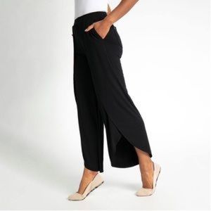 BetaBrand All Day Black Flowy Split Leg Lounge Pants Size Large Long